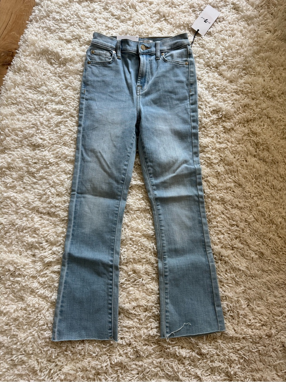 7 For All Mankind Light Blue High Waist Slim Kick Jeans